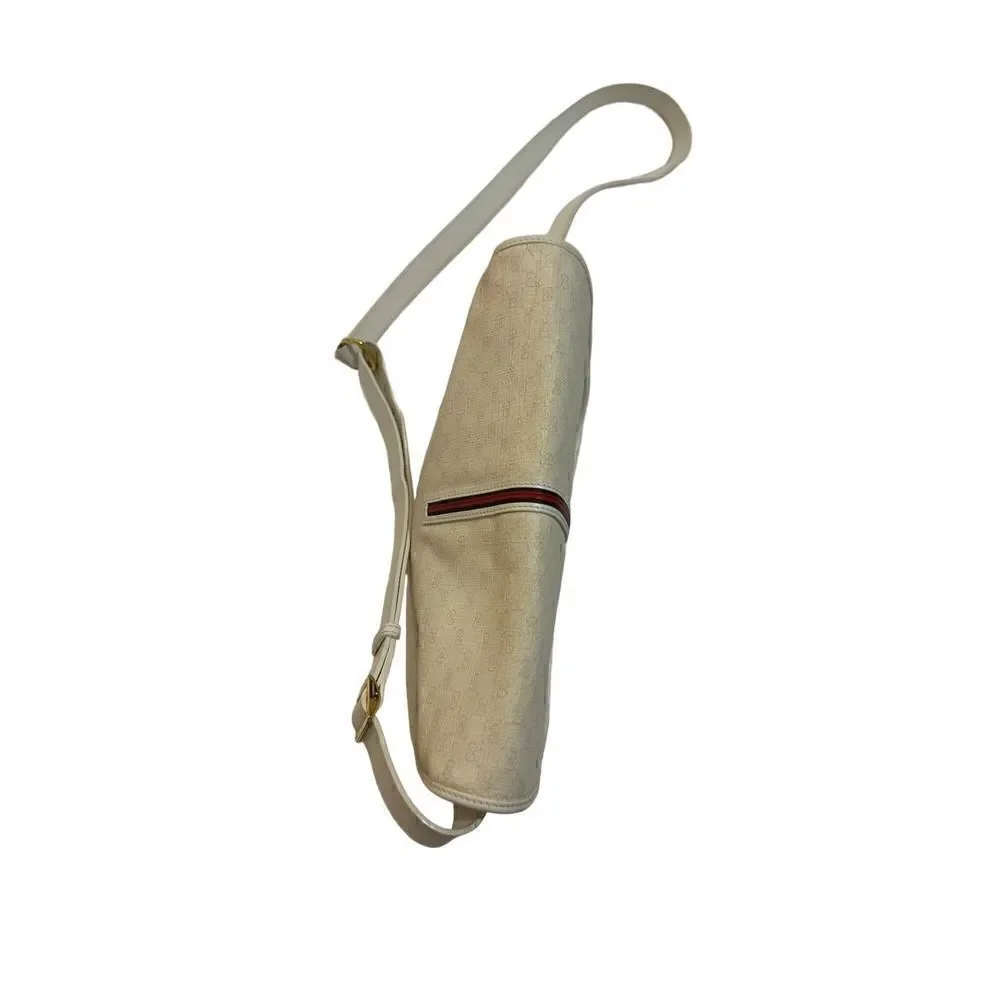 Gucci white Gg canvas and leather cross body bag